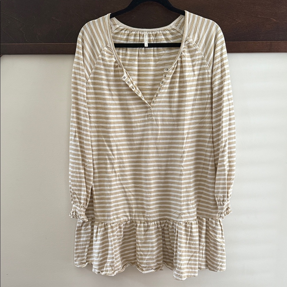 Rylee + Cru Tan and White Striped Top